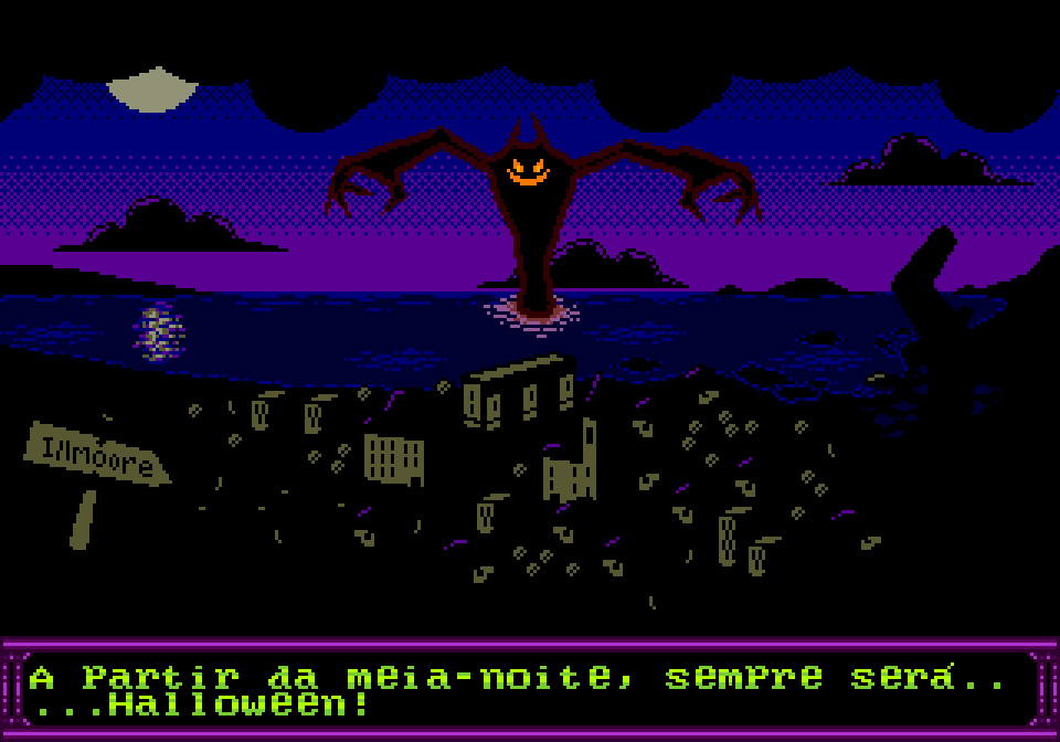 The Curse of Illmoore Bay em português: “A partir da meia-noite, sempre será... Halloween!”